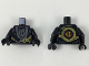 Part No: 973pb3401c01  Name: Torso Ninjago Robe with Dark Bluish Gray Hems, Gold Dragon Head and Tail, Silver Scale Armor Pattern / Black Arms / Black Hands