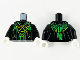 Part No: 973pb3932c01  Name: Torso Robe, Bright Green Mesh Shawl, Lime Celtic Knot and Ninjago Logogram Letter D and Letter R Pattern / Black Arms / White Hands