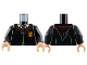 Part No: 973pb4302c01  Name: Torso Hogwarts Robe Clasped with Gryffindor Crest, Sweater, Shirt and Tie Pattern / Black Arms / Light Nougat Hands