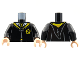 Part No: 973pb4370c01  Name: Torso Hogwarts Robe Clasped with Hufflepuff Crest, Sweater, Shirt and Tie Pattern / Black Arms / Light Nougat Hands