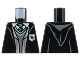 Part No: 973pb4379  Name: Torso Jacket, Letter H Patch, Dark Bluish Gray V-Neck, Green Trim and Striped Tie Pattern