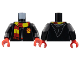 Part No: 973pb4509c01  Name: Torso Hogwarts Robe Clasped with Gryffindor Shield and Scarf Pattern / Black Arms / Red Hands