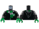 Part No: 973pb4511c01  Name: Torso Hogwarts Robe Clasped with Slytherin Shield and Scarf Pattern / Black Arms / Green Hands
