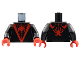 Part No: 973pb4568c01  Name: Torso Red 'V', Spider, and Webbing Pattern / Black Arms / Red Hands