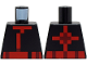 Part No: 973pb4660  Name: Torso Pixelated Ninja Tunic with Red and Dark Red Hems and Sash, Cross on Back Pattern