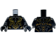 Part No: 973pb5140c01  Name: Torso Armor with Gold Scales and Dark Bluish Gray Lines with Short End Lines and Tips at Neck Pattern / Black Arms / Black Hands