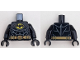 Part No: 973pb5373c01  Name: Torso Batman Logo, Dark Bluish Gray Armor Contour Lines, Gold Utility Belt Pattern / Black Arms / Black Hands