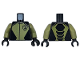 Part No: 973pb5703c01  Name: Torso Racing Suit Gran Turismo with Olive Green Panels and Lamborghini Logo Pattern / Olive Green Arms / Black Hands
