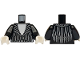 Part No: 973pb5878c01  Name: Torso Tuxedo Jacket with White Shirt, Stripes and Low Button Pattern / Black Arms Long / White Hands