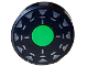 Part No: 98138pb405  Name: Tile, Round 1 x 1 with Bright Green Circle, Silver Stripes and Dark Silver Triangles Pattern