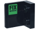 Part No: 99207pb007L  Name: Bracket 1 x 2 - 2 x 2 Inverted with 'FIX NETWORK' Logo on Bright Green Background Pattern Model Left Side (Sticker) - Set 77247