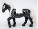 Part No: bb1279c02pb01  Name: Horse with 2 x 2 Cutout and Movable Neck with Molded White Tail and Braided Mane and Printed White Spots Pattern
