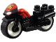 Part No: dupmc3pb11  Name: Duplo Motorcycle with Rubber Wheels and Red Handlebars with Headlights and Gold Spider-Man Logo on Red Windshield Pattern