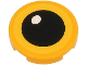 Part No: 14769pb673  Name: Tile, Round 2 x 2 with Bottom Stud Holder with Yellow Eye, Black Pupil and White Glint Pattern