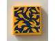 Part No: 3068pb1319  Name: Tile 2 x 2 with Bright Light Orange Flowers on Dark Blue Background Pattern (Sticker) - Set 21319