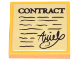 Part No: 3068pb2247  Name: Tile 2 x 2 with Black Wavy Lines, 'CONTRACT' and Script 'Ariel' Pattern (Sticker) - Set 43213