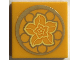 Part No: 3068pb2665  Name: Tile 2 x 2 with Bright Light Yellow Lotus Flower in Gold Circle Pattern (Sticker) - Set 43184