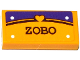 Part No: 3069pb0498  Name: Tile 1 x 2 with Heart, 'ZOBO' and 4 White Rivets Pattern (Sticker) - Set 41116