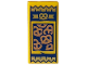 Part No: 3069pb1446  Name: Tile 1 x 2 with Medium Nougat Pretzels in Dark Blue and Gold Pretzel Pack Pattern