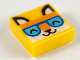 Part No: 3070pb205  Name: Tile 1 x 1 with Orange Fox Head, Closed Eyes and Blue and Medium Azure Glasses Pattern