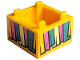 Part No: 35700pb07  Name: Container, Box 2 x 2 x 1 - Top Opening with Flat Inner Bottom with Birthday Piñata (Pinata) Streamers Pattern on All Sides (Stickers) - Set 41447