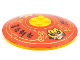 Part No: 3961pb14  Name: Dish 8 x 8 Inverted (Radar) - Solid Studs with Tiger Heads, Black Chinese Logograms '闔家囿圓' (Family Reunion), and Gold Trim on Red Background Pattern