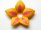 Part No: 54252  Name: Clikits, Icon Accent Plastic Flower 6 x 6 x 2/3 with Dark Pink Highlights Pattern