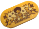 Part No: 66857pb064  Name: Tile, Round 2 x 4 Oval with Antonio Micro Doll, Jaguar, Capybara, Snake and Butterflies on Bright Light Yellow Ornate Background Pattern