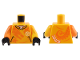 Part No: 973pb5216c01  Name: Torso Shirt with Pockets, Orange Dragon, White Ninjago Logogram Letter A and 'ARIN' Pattern / Bright Light Orange Arm Left / Orange Arm Right / Black Hands