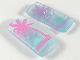 Part No: 51035pb01  Name: Clikits, Icon Rectangle 3L with Pin with Bright Pink Palm Tree and Aqua Sunset Pattern