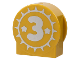 Part No: 14222pb029  Name: Duplo, Brick 1 x 2 x 2 Round Top, Cut Away Sides with Silver Sun, Stars, and Number 3 Pattern