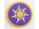 Part No: 14769pb236  Name: Tile, Round 2 x 2 with Bottom Stud Holder with Gold Sun on Dark Purple Background Pattern