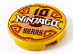 Part No: 14769pb366  Name: Tile, Round 2 x 2 with Bottom Stud Holder with '10 NINJAGO YEARS' Pattern
