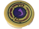 Part No: 14769pb665  Name: Tile, Round 2 x 2 with Bottom Stud Holder with Dark Purple Circle, Medium Lavender Ninjago Symbol, Dark Red Curved Lines in Black Ring Pattern (Sticker) - Set 71793