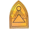 Part No: 18836pb01  Name: Minifigure, Shield Triangular Long with Black Outlines, Circle and Triangles Pattern
