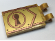 Part No: 30350bpb099  Name: Tile, Modified 2 x 3 with 2 Clips with Reddish Brown Keyhole on Copper and Gold Clasp Pattern
