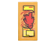 Part No: 3069pb0609  Name: Tile 1 x 2 with Trainer Card with Red Falling Minifigure and Yellow Text Boxes Pattern (Sticker) - Set 70620