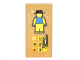 Part No: 3069pb0610  Name: Tile 1 x 2 with Card with Yellow Minifigure with Blue Shirt and Black Hat, Numbers and Black Script 'Johnny Thunder' Pattern (Sticker) - Set 70620