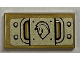 Part No: 3069pb1088  Name: Tile 1 x 2 with Gold Armor Plate, Horse Head Emblem, and Rivets Pattern (Sticker) - Set 72001