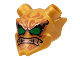 Part No: 35636pb07  Name: Minifigure, Visor Mask Ninjago Oni with Green Eyes, Copper Teeth, and Dark Orange Markings Pattern