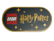Part No: 66857pb009  Name: Tile, Round 2 x 4 Oval with LEGO Logo, 'Harry Potter', and Stars on Black Background Pattern