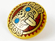 Part No: 75902pb18  Name: Minifigure, Shield Circular Convex Face with Gold Jaguar Face on Dark Red Sun Background Pattern