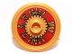 Part No: 91884pb003  Name: Minifigure, Shield Circular Rimmed Face with Stud with Dark Red and Gold Aztec Pattern
