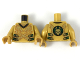Part No: 973pb3410c01  Name: Torso Robe with 2 Gold Dragon Heads and Tails, Dark Green Straps with Gold Clasps Pattern / Pearl Gold Arms / Pearl Gold Hands
