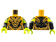 Part No: 973pb4419c01  Name: Torso Female Armor, Gold Plates, Black Trim Pattern (Gamora) / Black Arms with Lime Short Sleeves, Gold Armor Pattern / Lime Hands