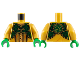 Part No: 973pb5006c01  Name: Torso Robe with Dark Orange Trim, Dark Green Mantle, Core Logo on Back Pattern / Pearl Gold Arms / Green Hands