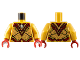 Part No: 973pb5156c01  Name: Torso Armor with Dark Red Panels and Trim and White Skull at Neck Pattern / Pearl Gold Arms / Dark Red Hands