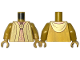 Part No: 973pb5402c01  Name: Torso Gold Robe Open with Copper Lining and Hood over Ornate Vertical Sash, Circle Brooch, Dark Brown Neck Pattern / Pearl Gold Arms / Pearl Gold Hands