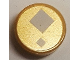 Part No: 98138pb258  Name: Tile, Round 1 x 1 with 2 White Squares on Gold Background Pattern (BrickHeadz Monkey King Eye)