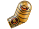 Part No: 981pb330  Name: Arm, Left with Gold Armor Plates and Dark Red and Orange Circle and Chevron Pattern